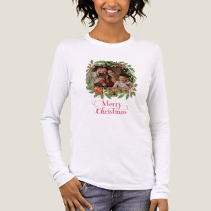 Custom Family Photo Wreath Merry Christmas Tri-Blend Shirt