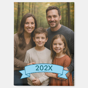 Custom Family Photo Year Banner Magnet