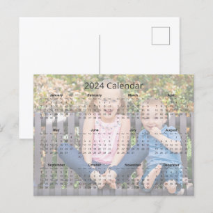 Custom Family Photograph 2024 Monthly Calendar Postcard