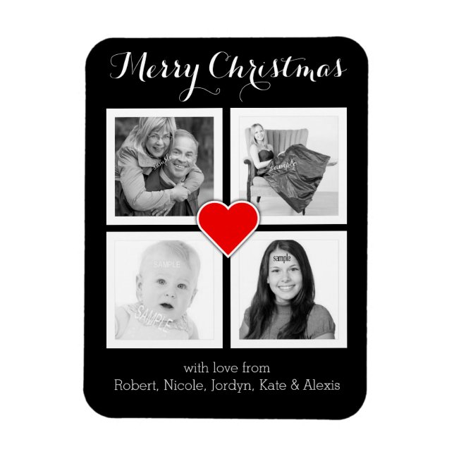 Custom Family Photos Merry Christmas Magnet (Vertical)