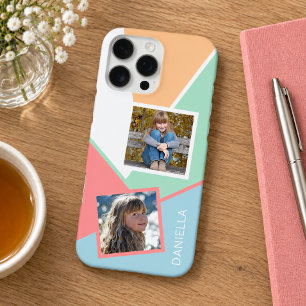 Custom Family Photos on Geometric Mosaic Pattern iPhone 16 Pro Max Case