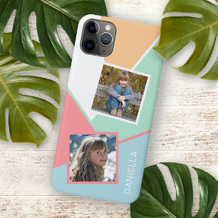 Custom Family Photos on Geometric Mosaic Pattern iPhone 11Pro Max Case