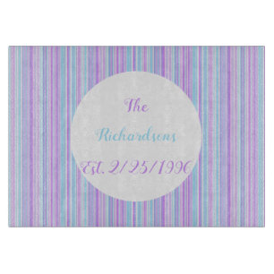 Custom Family Pinstripes and Pastels Cutting Board