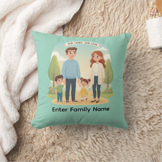Custom Family Portrait Our Tribe Our Love Cushion