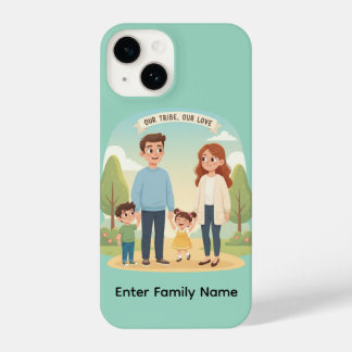 Custom Family Portrait Our Tribe Our Love iPhone 14 Case