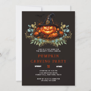 Custom Family Pumpkin Carving Halloween Party Invitation