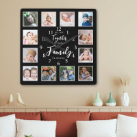 Custom Family Quote 12 Photo Collage Black