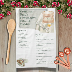 Custom Family Recipe Keepsake Rustic Baking Tea Towel