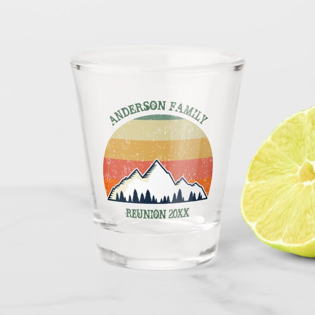 Custom Family Reunion Beautiful Nature Sunset Shot Glass (Front)