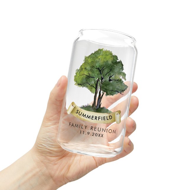 Custom Family Reunion Cousins Crew Keepsake Can Glass (Family Reunion Genealogy Tree Personalized Can Glass Keepsake)