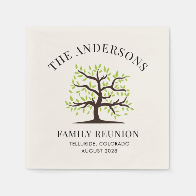 Custom Family Reunion Genealogy Tree Party Paper Napkin (Front)