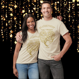 Custom Family Reunion Gold Heart Tree Keepsake T-Shirt