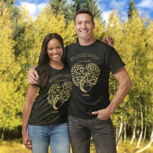 Custom Family Reunion Gold Heart Tree Keepsake T-Shirt
