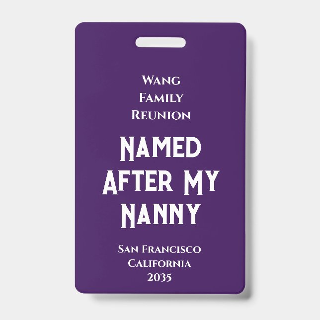 Custom Family Reunion ID Badge (Front)