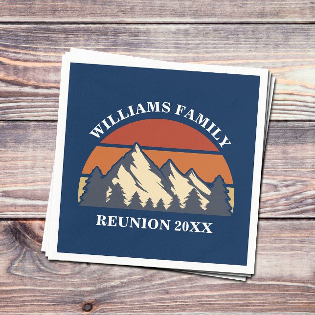 Custom Family Reunion Party Blue Mountain Sunset Napkin (Creator Uploaded)