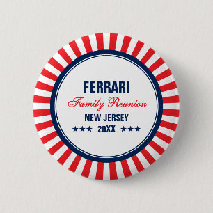 Custom Family Reunion Red White Blue Button