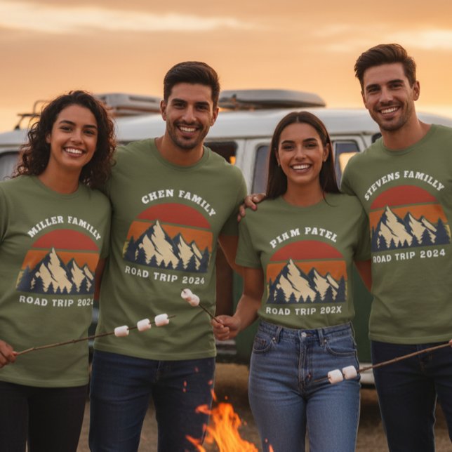 Custom Family Reunion Road Trip Mountain Sunset T-Shirt (Creator Uploaded)