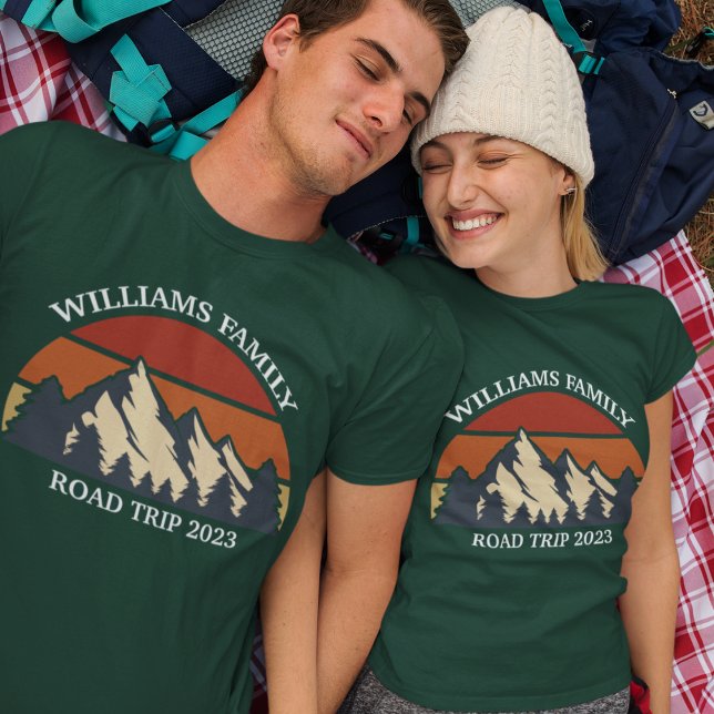 Custom Family Reunion Road Trip Mountain Sunset T-Shirt (Creator Uploaded)