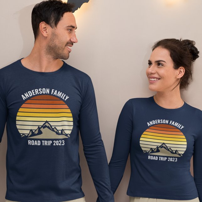 Custom Family Reunion Road Trip Sunset Long Sleeve T-Shirt (Creator Uploaded)