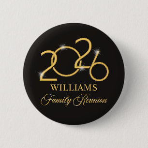 Custom Family Reunion Souvenir Pin, Black Gold 6 Cm Round Badge
