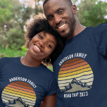 Custom Family Reunion Sunset Mountain Road Trip T-Shirt<br><div class="desc">This cool orange vintage sunset over rocky mountains in nature makes a great image for a set of customised t-shirts for a family reunion, road trip, or summer vacation. Commemorate your holiday week with matching tees for mum, dad, brother and sister. Just add your own last name and the year...</div>