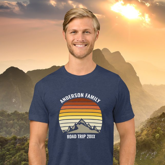 Custom Family Reunion Sunset Mountain Road Trip Tri-Blend Shirt (Creator Uploaded)