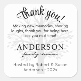 Custom Family Reunion Thank You Favor Bag 3-in  Square Sticker