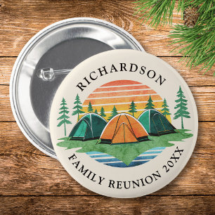 Custom Family Reunion Vintage Sunset Camping Trip 6 Cm Round Badge