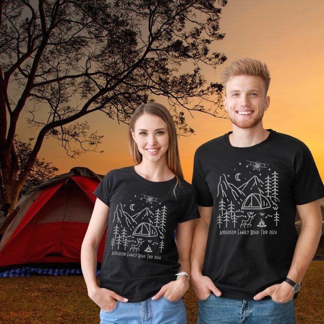 Custom Family Road Trip Campfire Mountain Stars T-Shirt (Creator Uploaded)