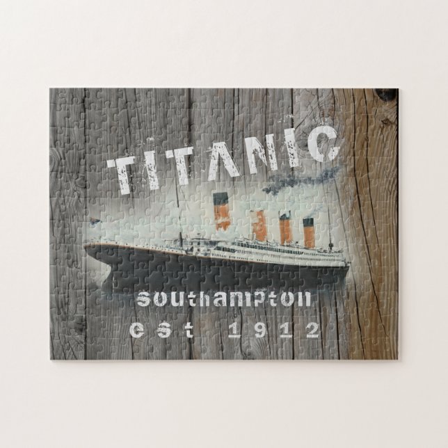 Custom Family Rustic Driftwood Titanic Jigsaw Puzzle (Horizontal)