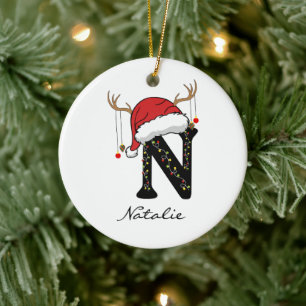 Custom Family Santa Holiday Ornament for Him & Her