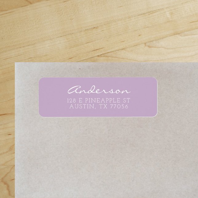 Custom Family Script | Lavender | Return Address ("Everyday is abundantly beautiful." 
Sincerely Best Wishes from Lucky Design World)
