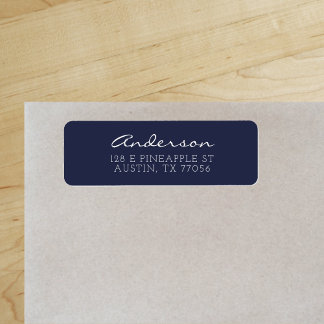 Custom Family Script Midnight Blue Return Address