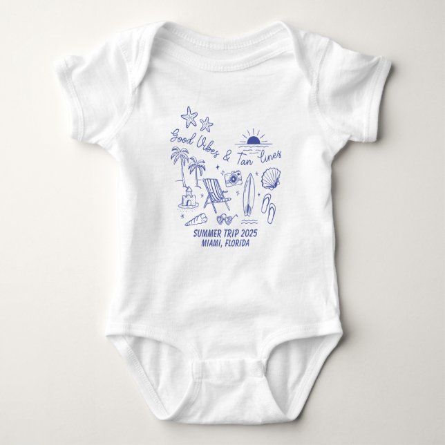 Custom Family Summer Beach Trip Group Matching Baby Bodysuit (Front)