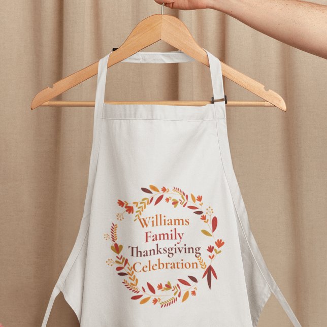 Custom Family Thanksgiving Fall Holiday Wreath Standard Apron (Creator Uploaded)