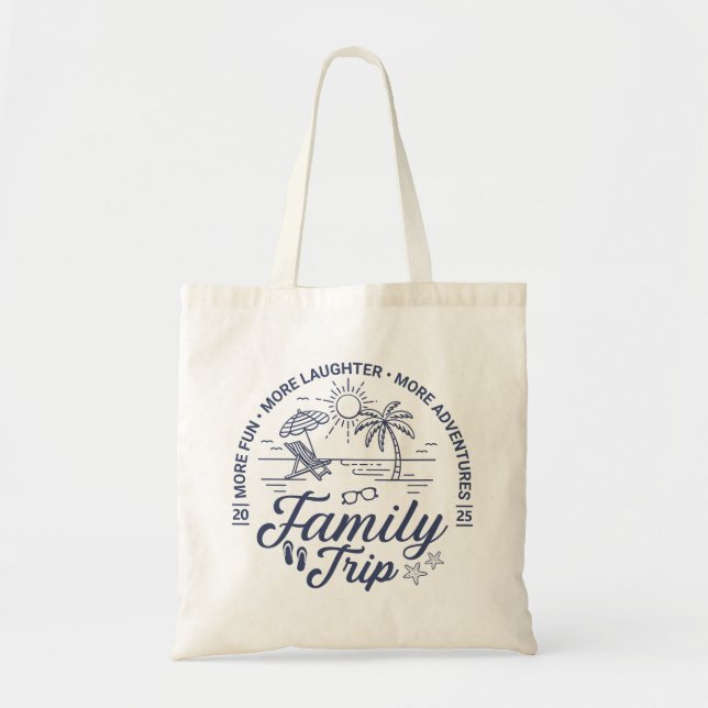 Custom Family Trip Group Matching Beach Vacation Tote Bag (Front)
