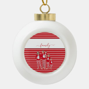Custom Family Two Photo Double-Sided Christmas Ceramic Ball Christmas Ornament