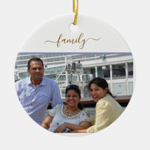 Custom Family Two Photo Double-Sided Christmas Ceramic Tree Decoration