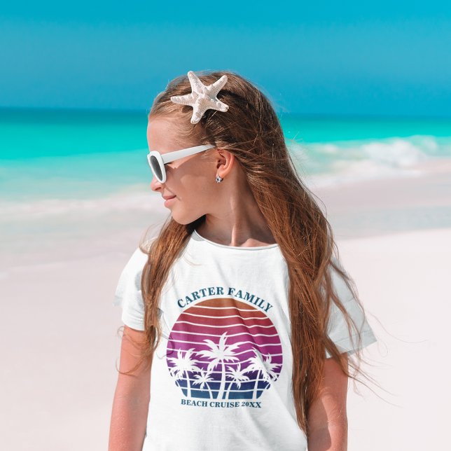 Custom Family Vacation Beach Palm Tree Kids T-Shirt (Creator Uploaded)