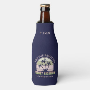 Custom Family Vacation Beach Tropical Island Bottle Cooler