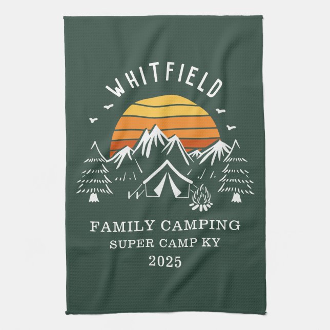 Custom Family Vacation Camping Matching Tea Towel (Vertical)