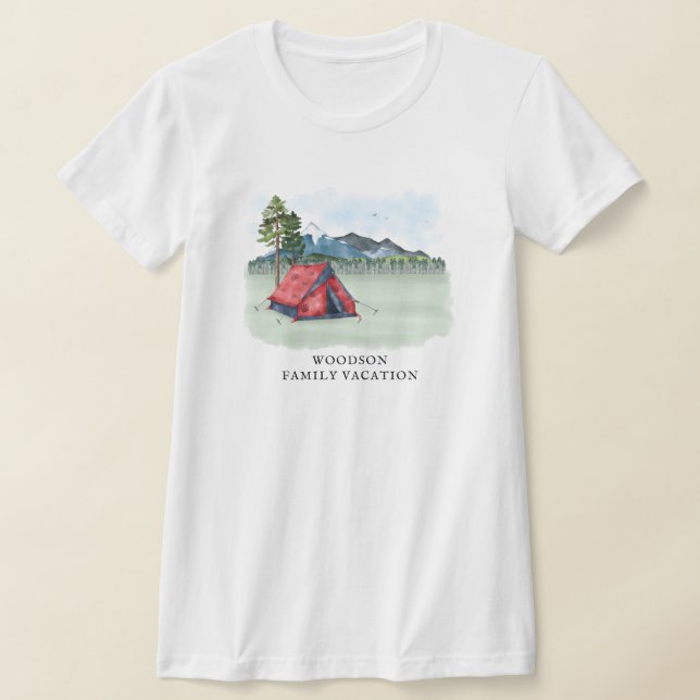 Custom Family Vacation Camping Trip Family Name T- T-Shirt (Laydown)