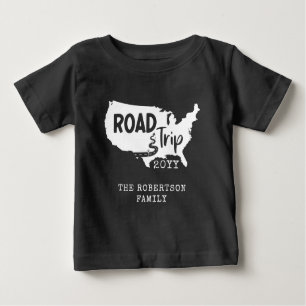Custom Family Vacation Family Road Trip USA Map Baby T-Shirt