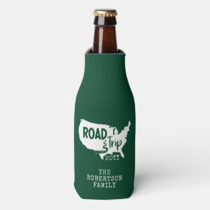 Custom Family Vacation Family Road Trip USA Map Bottle Cooler