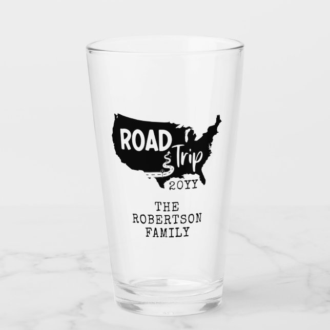 Custom Family Vacation | Family Road Trip USA Map Glass (Front)