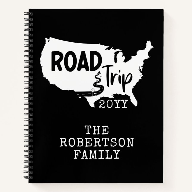 Custom Family Vacation | Family Road Trip USA Map Notebook (Front)