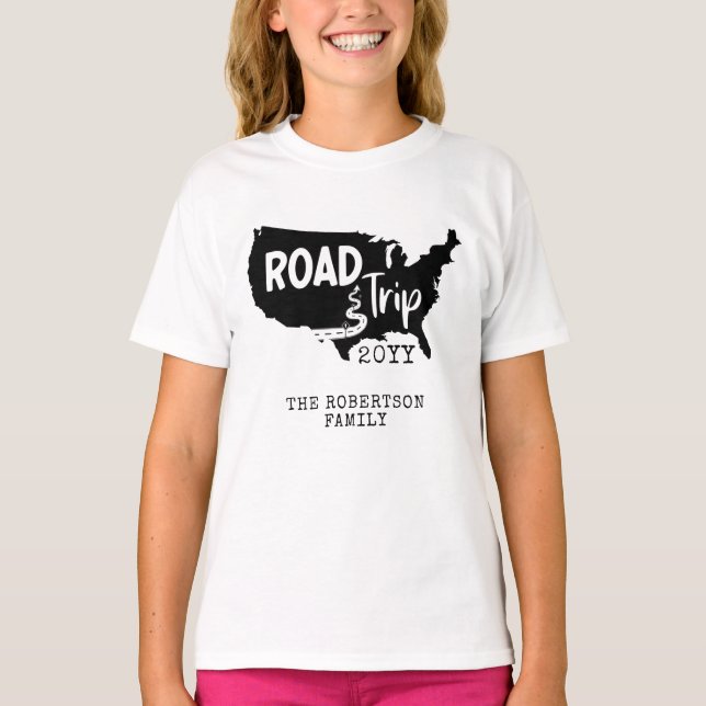 Custom Family Vacation | Family Road Trip USA Map T-Shirt (Front)