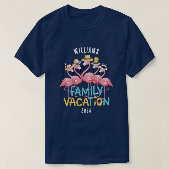 Custom Family Vacation Flamingo Group Matching T-Shirt (Design Front)