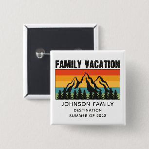 Custom Family Vacation Mountains Hiking Camping 15 Cm Square Badge