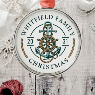 Custom Family Vacation Nautical Boat Trip Metal Tree Decoration
